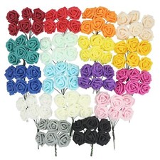 Bunch of 6 Regular Colourfast Foam Roses! Wedding Craft Bridal Fake Silk Quality