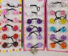 3 pack of knocker ball ELASTIC hair Scrunchie tie bead girl Ponytail Holder