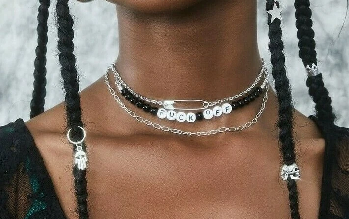 Dolls Kill Cold as Ice 3 Piece Metallic Choker Necklace Set BNWT