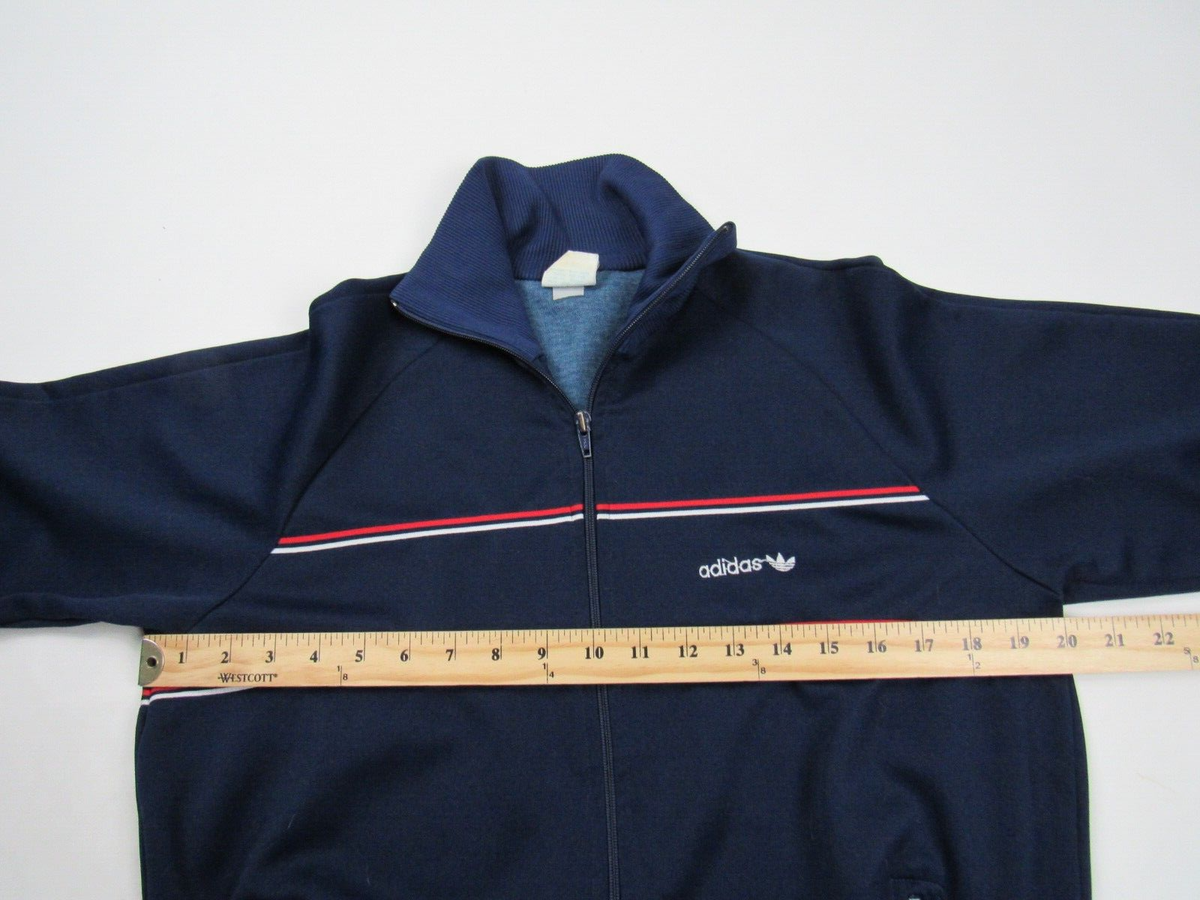 Vtg 1980s Adidas Striped Red White Blue Track Jacket Sz M