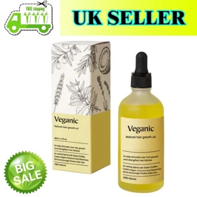 Natural Hair Growth Oil, Veganic Natural Hair Growth Oil Hair Care 60ml UK
