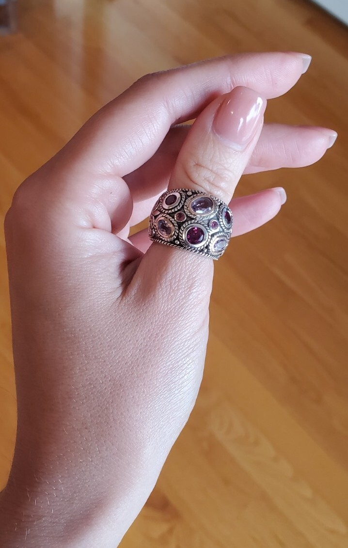 silver amethyst statement ring size 8 - image 1