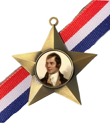 Robert Burns ''Rabbie'' Award personalisierte antike goldene Sternmedaille & Band