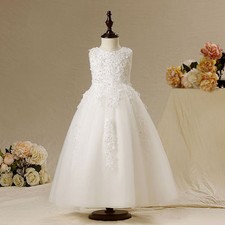 2021 White/Ivory Christening Bridesmaid Wedding Pageant Gown Flower Girl Dresses