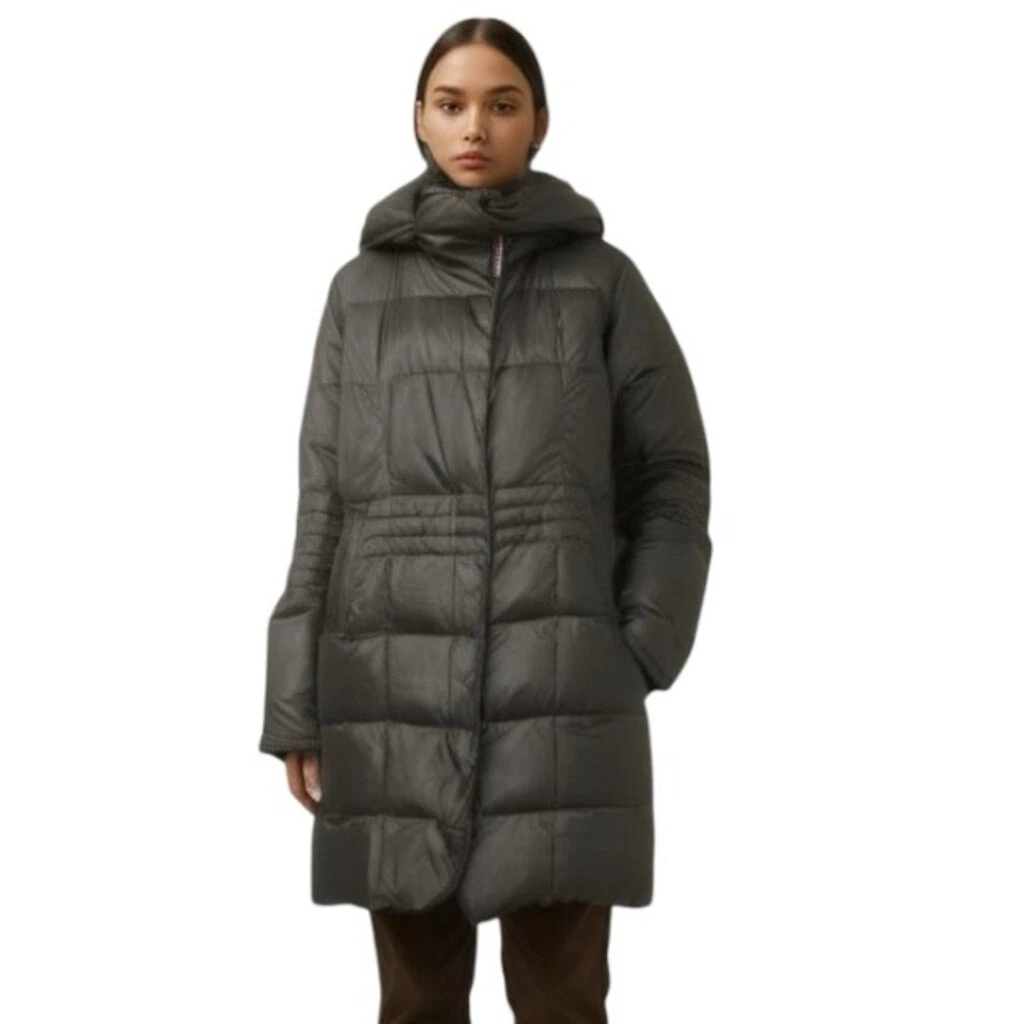PAJAR Montreal grey green fur trim down parka winter coat M