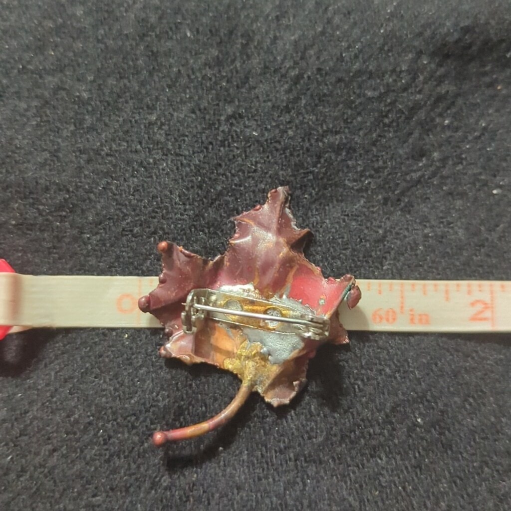 Copper Maple Leaf Fall Autumn Statement Brooch Pin - image 4