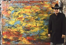 Pollock/Richter style￼ Profession￼al Painting 81” X 62”(6ft 9in)Abstract Modern