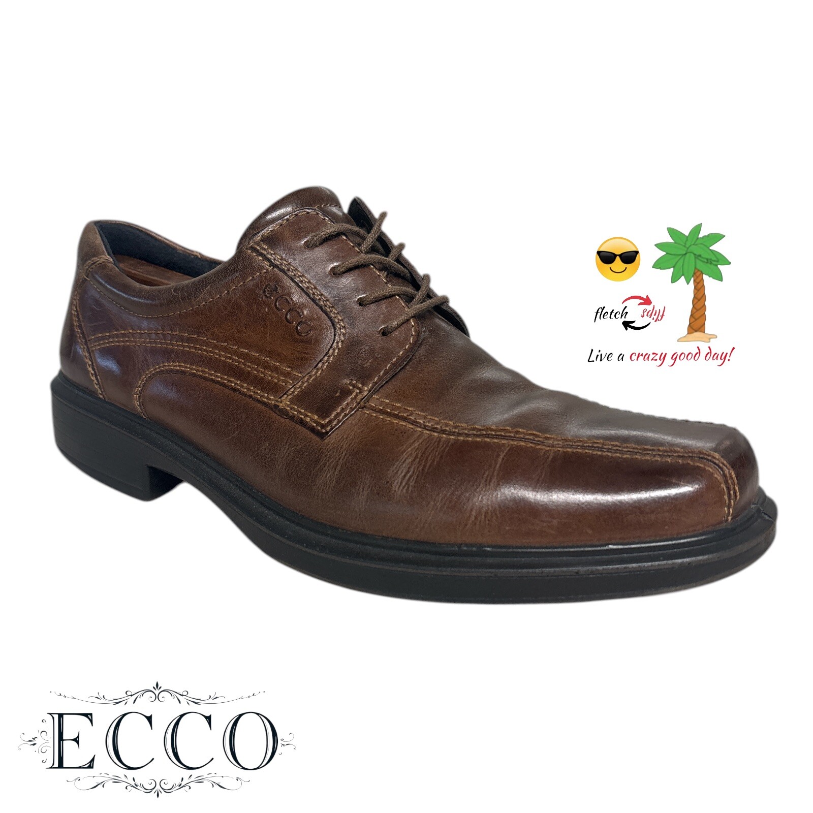 SAOLA Scarpe eleganti derby ECCO uomo Helsinki pelle marrone punta bici euro taglia 43 US 9 9 5