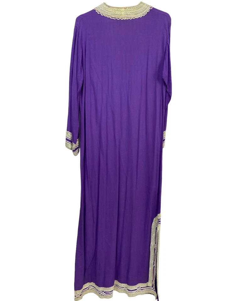 Maxi Vestido Vintage Años 70 Bordado Caftán Boho Hippie Muumuu Talla Pequeña Foto 2 de 4