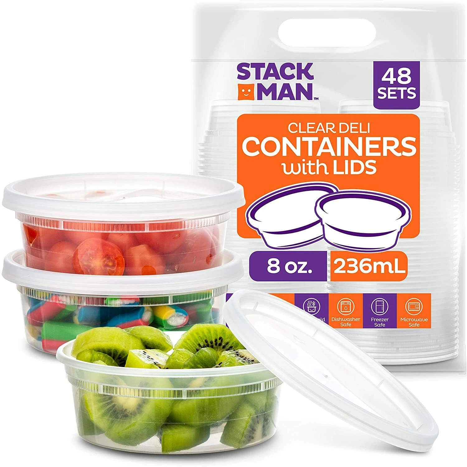 [48 Pack, 8 oz] Plastic Deli Food Storage Slime Containers With Airtight Lids
Opens in a new window