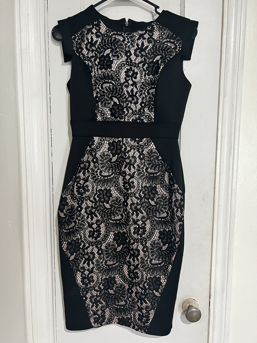 black top lace dress Lyon Lace Dress in Black Lace main image 0