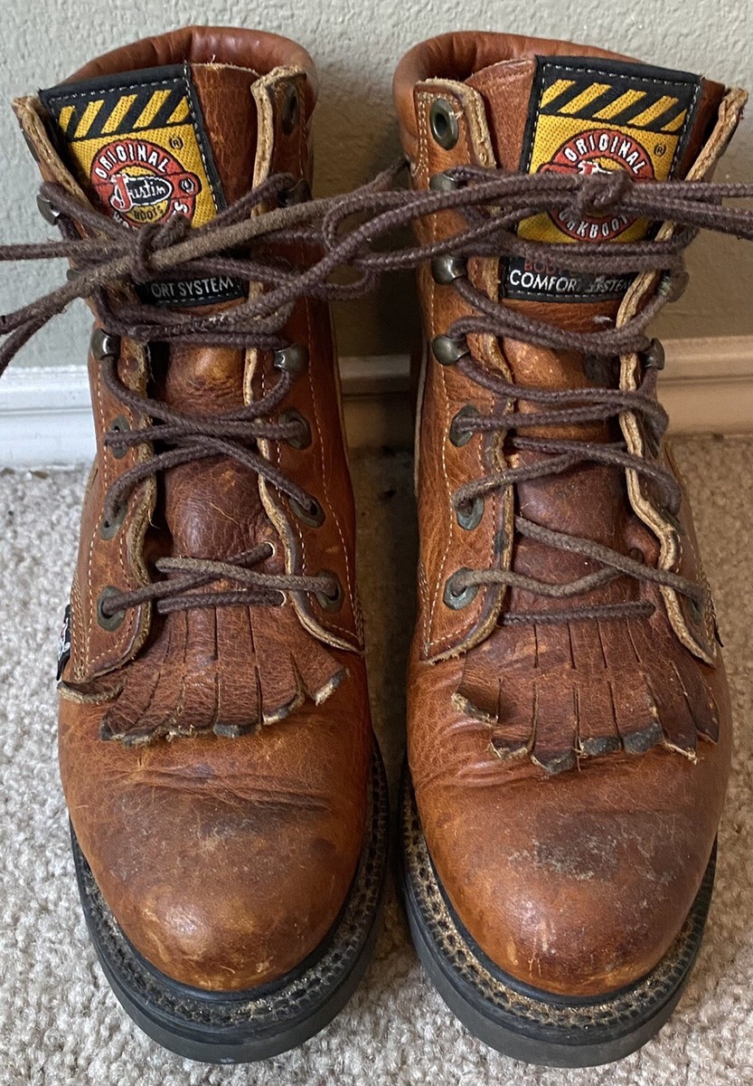 JUSTIN ORIGINAL Leather Lace Up Kiltie Work Boot L 770  display picture 1