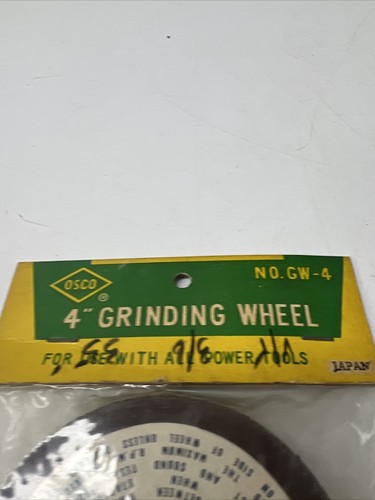 VINTAGE TOOL 4” GRINDING WHEEL OSCO JAPAN TOOLS MANCAVE ADVERTISE - Picture 4 of 5