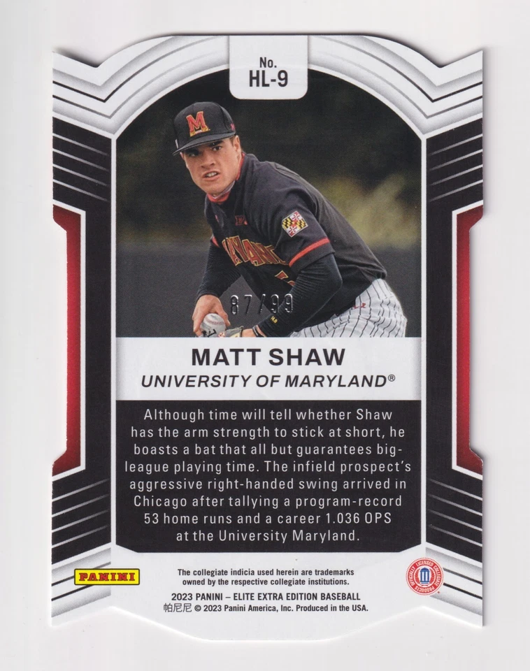 2023 Elite Extra Edition HIGHER LEARNING ORANGE #HL-9 MATT SHAW RC Rookie 87/99 - Image 2 of 2