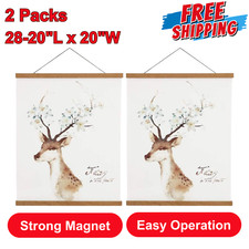 2 Pack 20" Magnetic Poster Hanger Frame, Teak Wood for 20x28 20x30 20x26 Prints