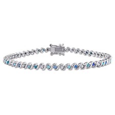 Bracciale Tennis 5,50Ct Taglio Tondo Naturale Multi Gemma Placcato Oro 14k 925 - 6,5"