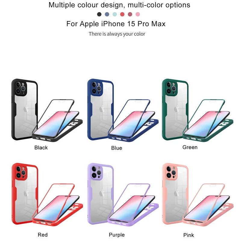 For iPhone 16 15 Pro Max 14 13 12 360° Double Sided Clear Shockproof Case Cover - Image 2 of 4