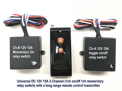 12V 15A 2CH on-off & momentary 12v output long range remote control switch RS12P