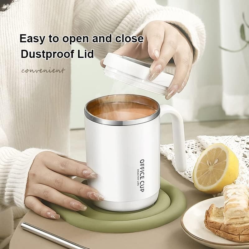Coffee Mug with Handle, 500ml Insulated Stainless Steel Coffee Travel Cup-  White | eBay
