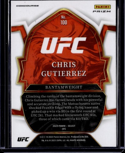2023 Panini Select UFC CHRIS GUTIERREZ Rookie Silber Prizm Concourse #100 - Bild 2 von 2
