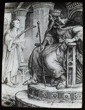 ANTIKES magisches Laternendia DAVID SPIELT VOR SAUL UM 1910 RELIGIÖSE ZEICHNUNG