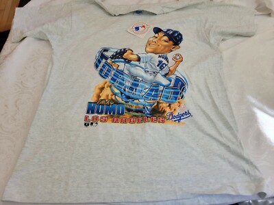 NWT Vintage Los Angeles Dodgers Nomo Tornado Baseball Team T-Shirt Made in USA M