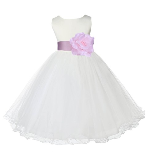 IVORY PEACH BLUE RED MINT CADBURY BLACK YELLOW ORANGE PURPLE FLOWER GIRL DRESS - Picture 36 of 44