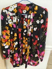 Oscar De La Renta ? Printed Silk Open Front Jacket Floral Tunic SZ 6 Pristine