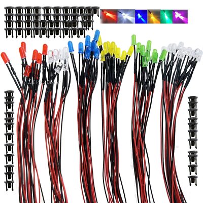 60Pcs 3MM 3Volt Prewired LED Diode 6 Colors LED Lamp Light Bulb Emitting Diod...