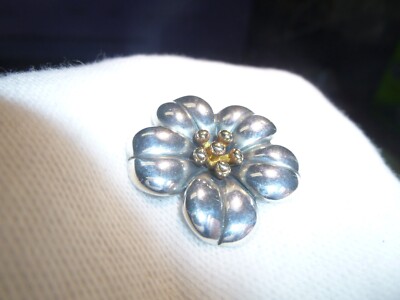 James Avery Retired Silver and 18k Gold April Flower Pendant