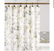 Ellis Curtain Abigail 72 in. Porcelain Floral Shower Curtain
