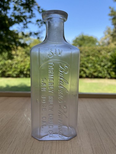 BALABAN'S PHARMACY FORMERLY RILEY DRUG CO. SAN JOSE, CAL. OLD DRUG BOTTLE RARE - Picture 2 of 4