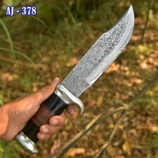 Custom Handmade Damascus Blade Jim Bowie Knife Outdoor Tactical Hunting + Sheath