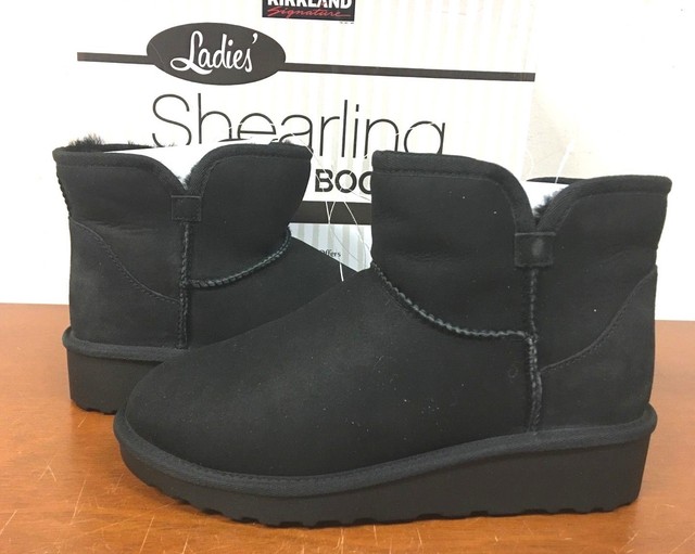 Kirkland Signature Women's Shearling Short Boot w/ Wedge Size 6,7,8 BLACK -8S_18 | eBay