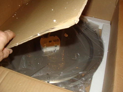 ONE (1) LITE SOURCE LS-5412 SS/WHITE SATIN STEEL 21" FLUSH CEILING MOUNT LAMP - Picture 3 of 9