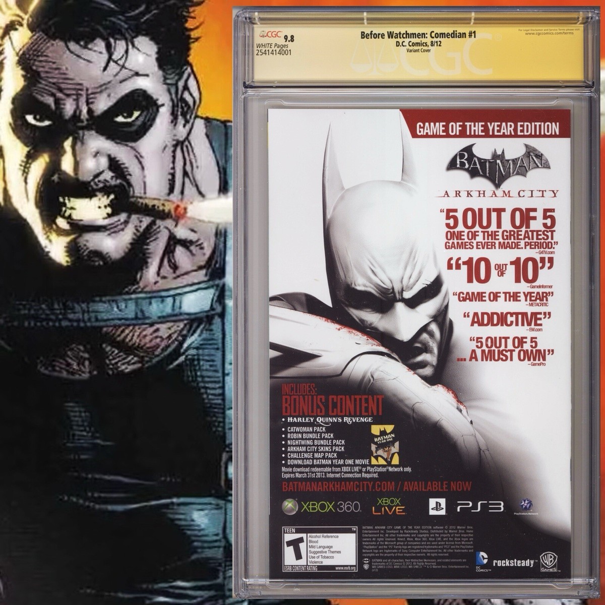 CGC 9.8 SS Before Watchmen: Comedian #1 Variant signed by Lee