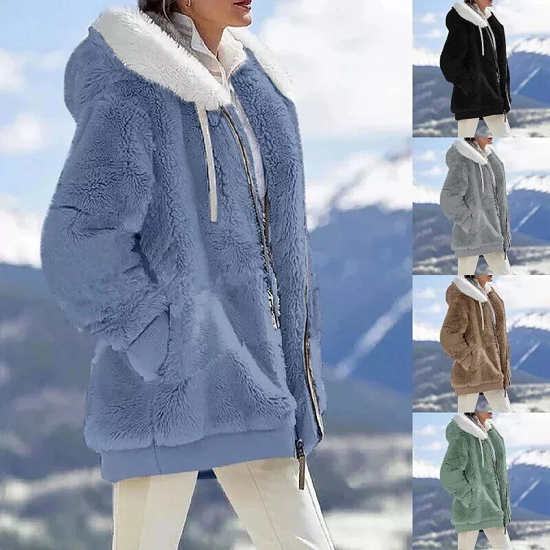 OFF WHITE Giacca Cappotto Invernale Caldo Donna Pile Termico Riscaldato Peluche Soprabito Pelliccia *20% OFF*