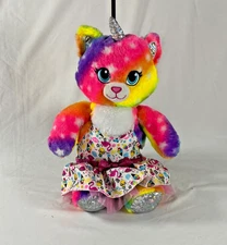 Build-A-Bear Rainbow Kittycorn Plush Toy wearing a Dress /Part Kitty/Part Unicon