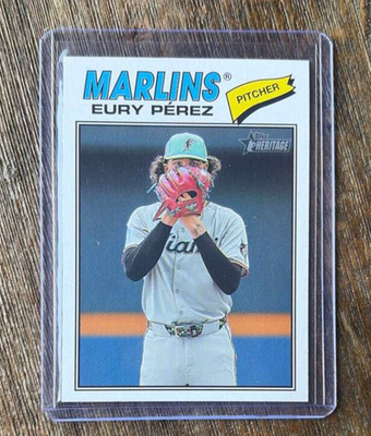 2026 Topps Heritage Eury Perez Image Variation SP #18 Miami Marlins