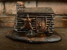 Vintage Cast Trappers Cabin Incense Burner Signed Harold N. Rowe  Bronze Finish