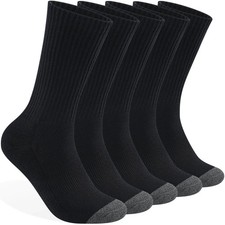 Mens 100 Cotton Cushioned Crew Socks, Athletic Performance Moisture Wicking ...