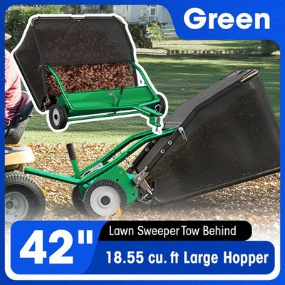 42'' Tow Behind Lawn Sweeper Leaf Collector Sweeper for Lawn Grass Sweeper Hopper