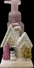 Bath Body Works Christmas Village House Soap Holder Glitter Snowman Reindeer 