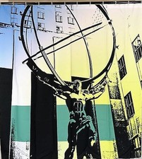 Striking Designer Bath ATLAS Sculpture Artsy Shower Curtain - One of a Kind NEW