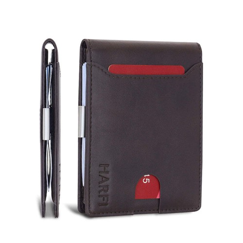 RFID Minimalist Leather Slim Wallet with Money Clip – Stylish Card Holder for Me