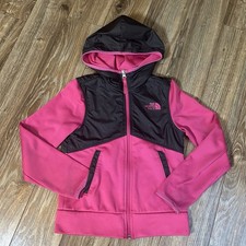 The North Face Girls Fleece Pink With Black Leopard Full Zip Hoodie Girls S 7/8
