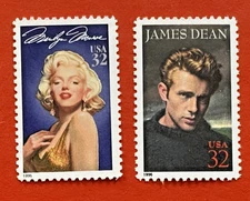 MARILYN MONROE & JAMES DEAN ~ MINT US Postage Stamps ~ Sc 2907 3082  Actors MNH