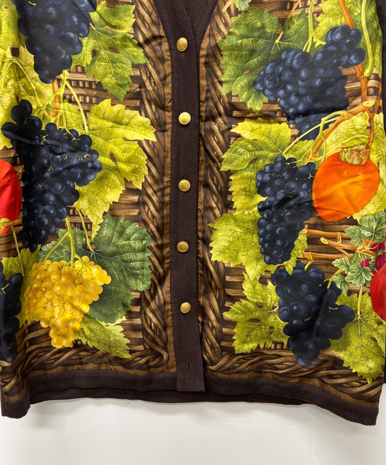 Gucci Wool Fruit Pattern Gold Button Knit Long Sl… - image 10