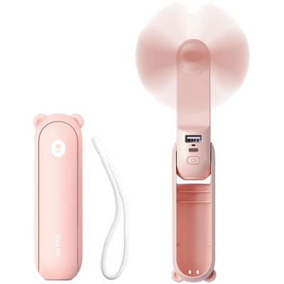 Mini Handventilator Powerbank Taschenlampe USB wiederaufladbar rosa 3-in-1 Tool