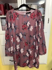 Lulus Medium Rosalinda Mauve Floral Print  Long Sleeve Shift Dress 